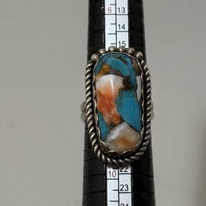 Southwestern Spiny Signed Sterling Size 8 1/2 Ring